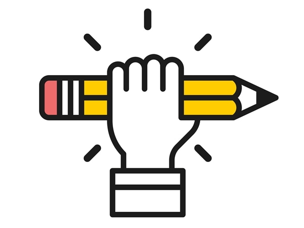 Pencil power: pencil in raised fist