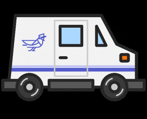 Mail truck with rotating wheels