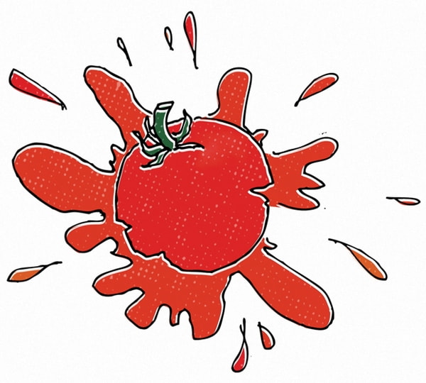 Graphic of ripe a red-tomato splat
