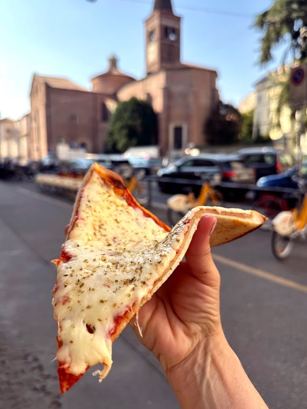 Street-food pizza slice in Milan