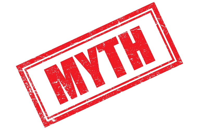 "Myth" in red letters