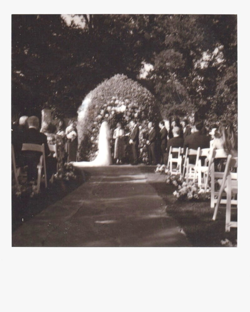 "Polaroid" shot of Ann officiating the wedding