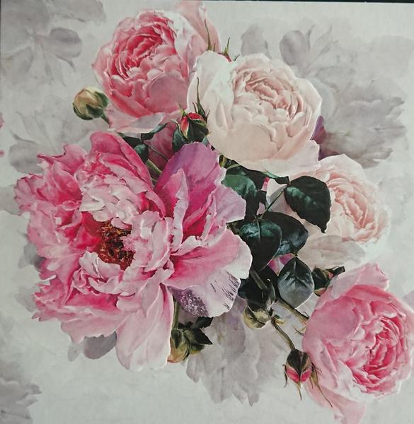 Peonies and roses greeting card