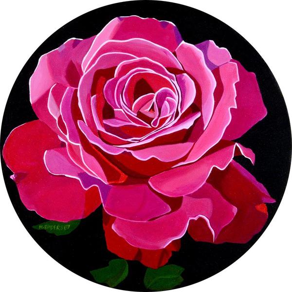 Painting of the Mornington rose, 51 cm diameter, acrylic on canvas, $400