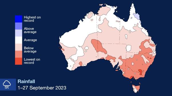 Australian rainfall September 2023 Map