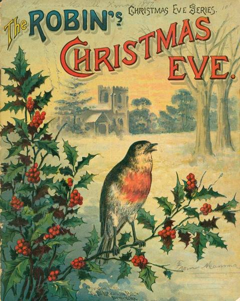 cover of a children's poetry book with a robin on it from 1889