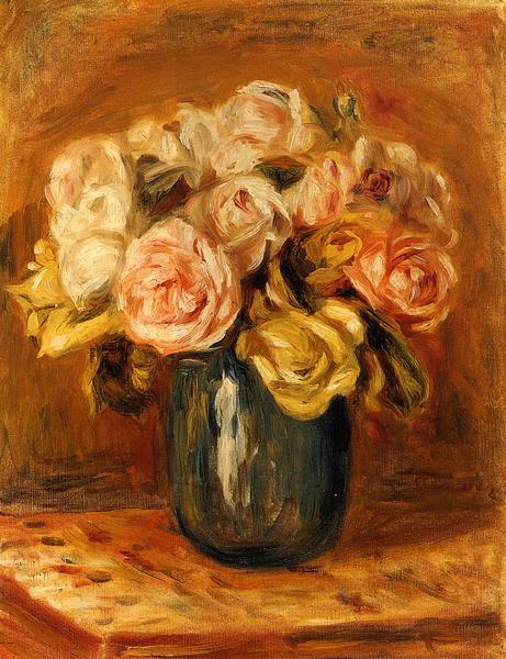 Roses in a Blue Vase - Renoir