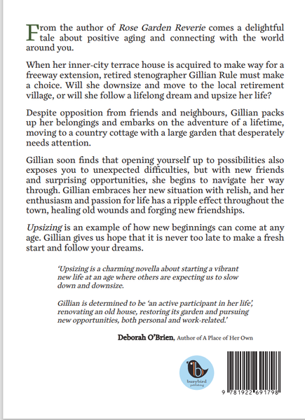 Back of book blurb for Upsizing