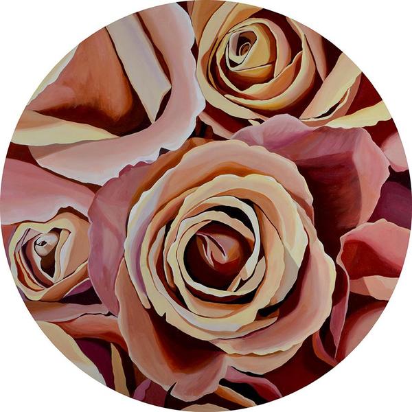 Roses in a New York State of Mind, 77cm diameter, acrylic on canvas, $800