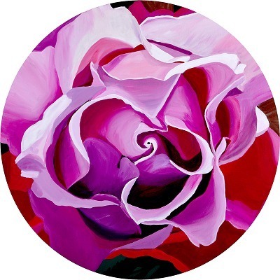 Rose Reticule, 51cm diameter acrylic on canvas, $AUD 400