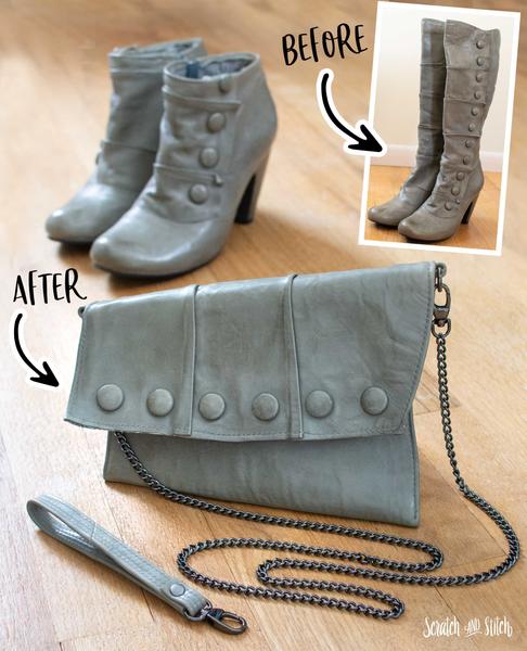 Leather Boots to Handheld Purse Upcycle