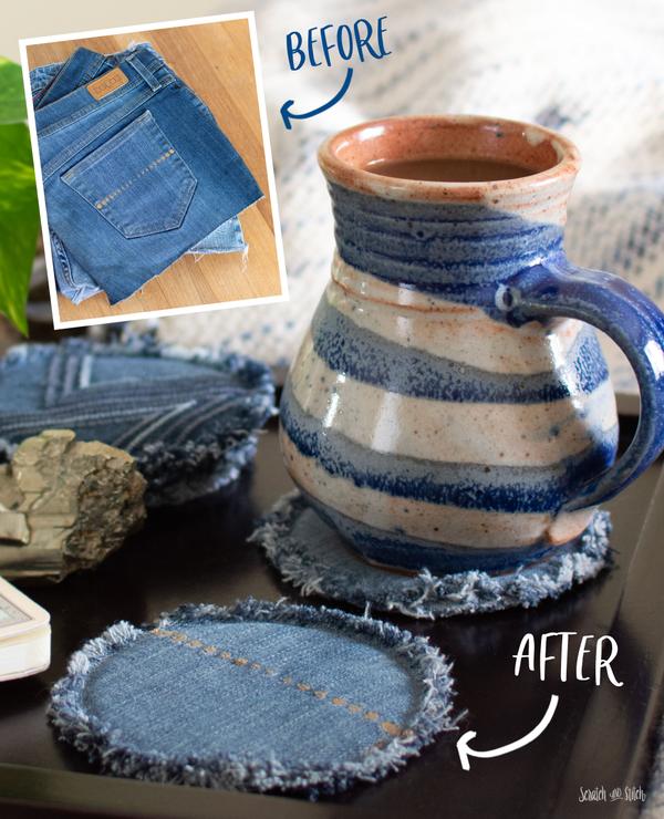 Upcycled Denim Coasters DIY