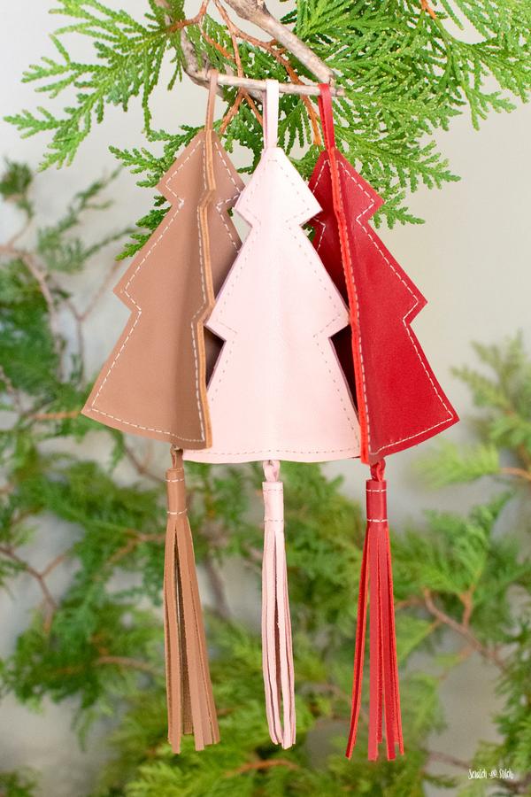 Leather Christmas Tree Ornaments