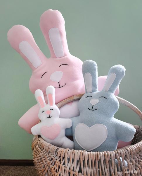 plush love bunny with heart on the belly sewing pattern