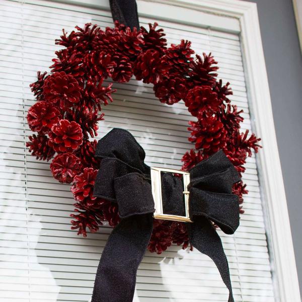 DIY Pinecone Santa Wreath
