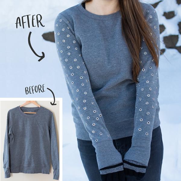 DIY Grommeted Shirt Refashion