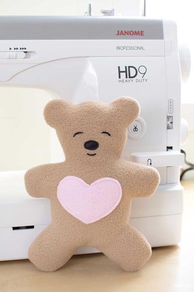 teddy bear with heart on belly sewing pattern