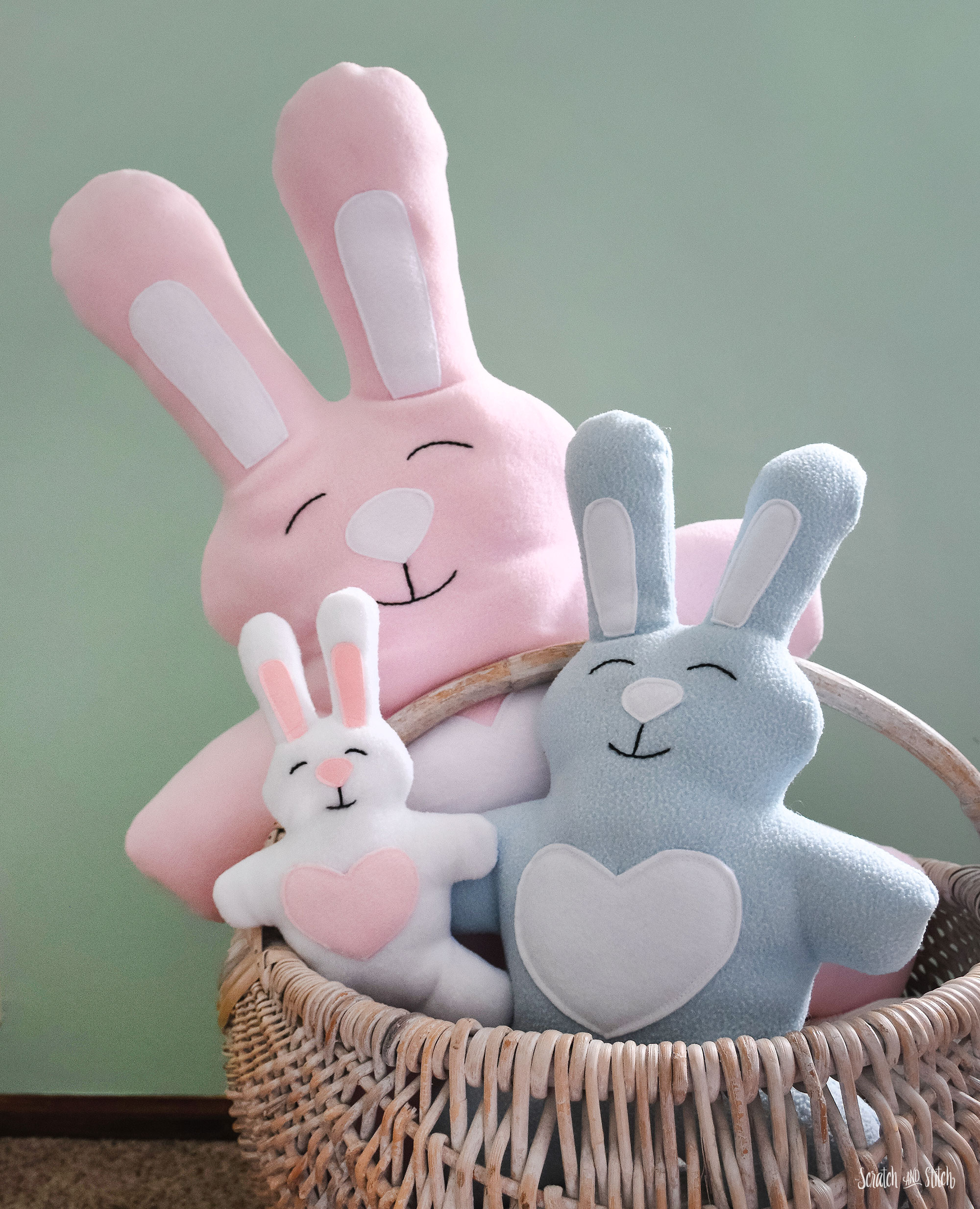 plush love bunny with heart on the belly sewing pattern