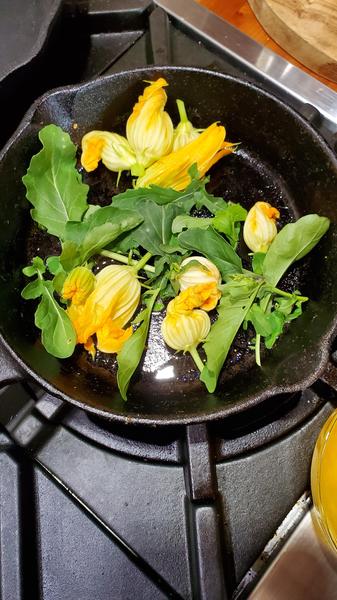 Arugula and squash blossoms 