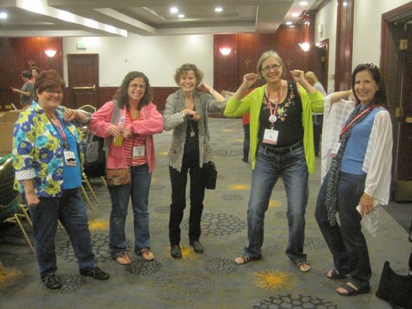 Children's Author Judy Blume, center, rubs elbows with attendees at the SCBWI Summer Conference.