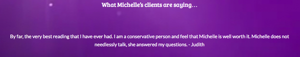 Hey, ~Contact.FirstName~, turn on your images or view this online to see the neat photo of Michelle's Testimonials