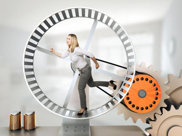 woman on hamster wheel