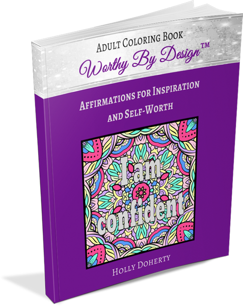 mockup of worthy by designs affirmations coloring book