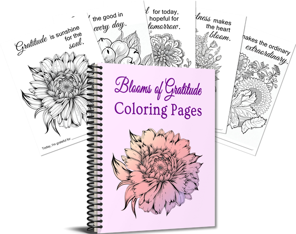 graphic of blooms of gratitude coloring pages