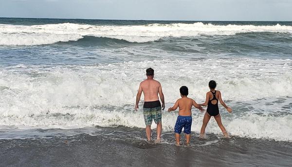 family at beach
