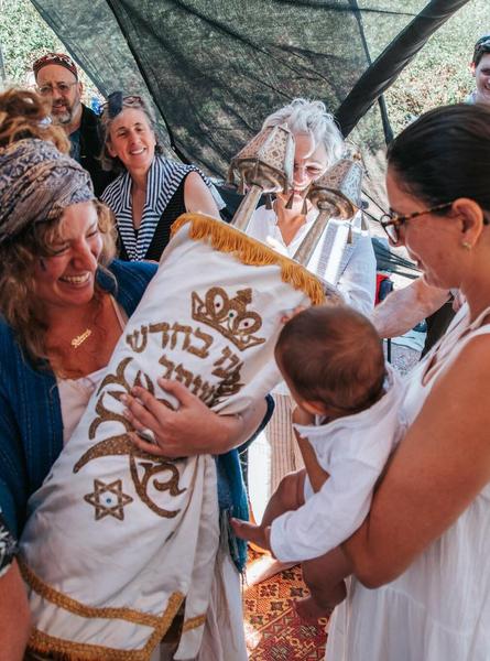 Mother with son at beach