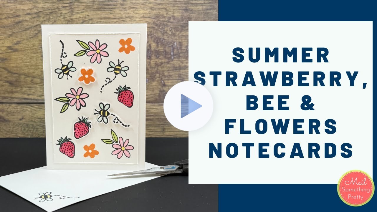 Summer Strawberry, Bees & Flowers Notecard