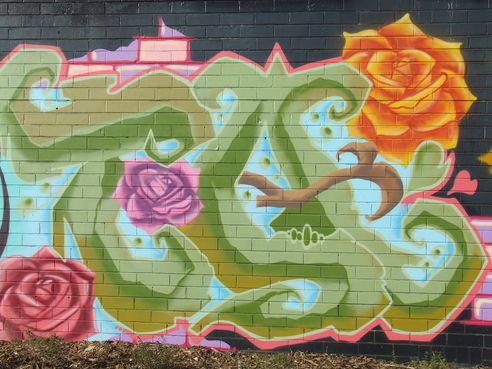 Big Bright Beautiful wall of painted Roses