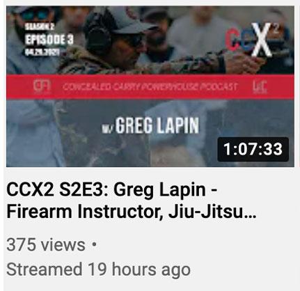 CCX2 S2E3: Greg Lapin - Firearm Instructor, Jiu-Jitsu Gym Owner