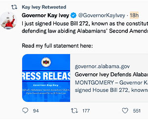 Alabama Gov. Signed Constitutional Carry Into Law; Goes Into Effect Jan. 1, 2023