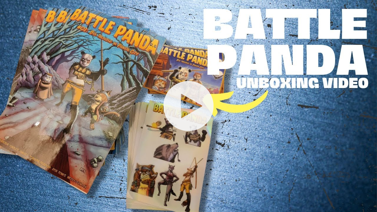 Battle Panda 🐼 comic book, stickers and art postcard unboxing video