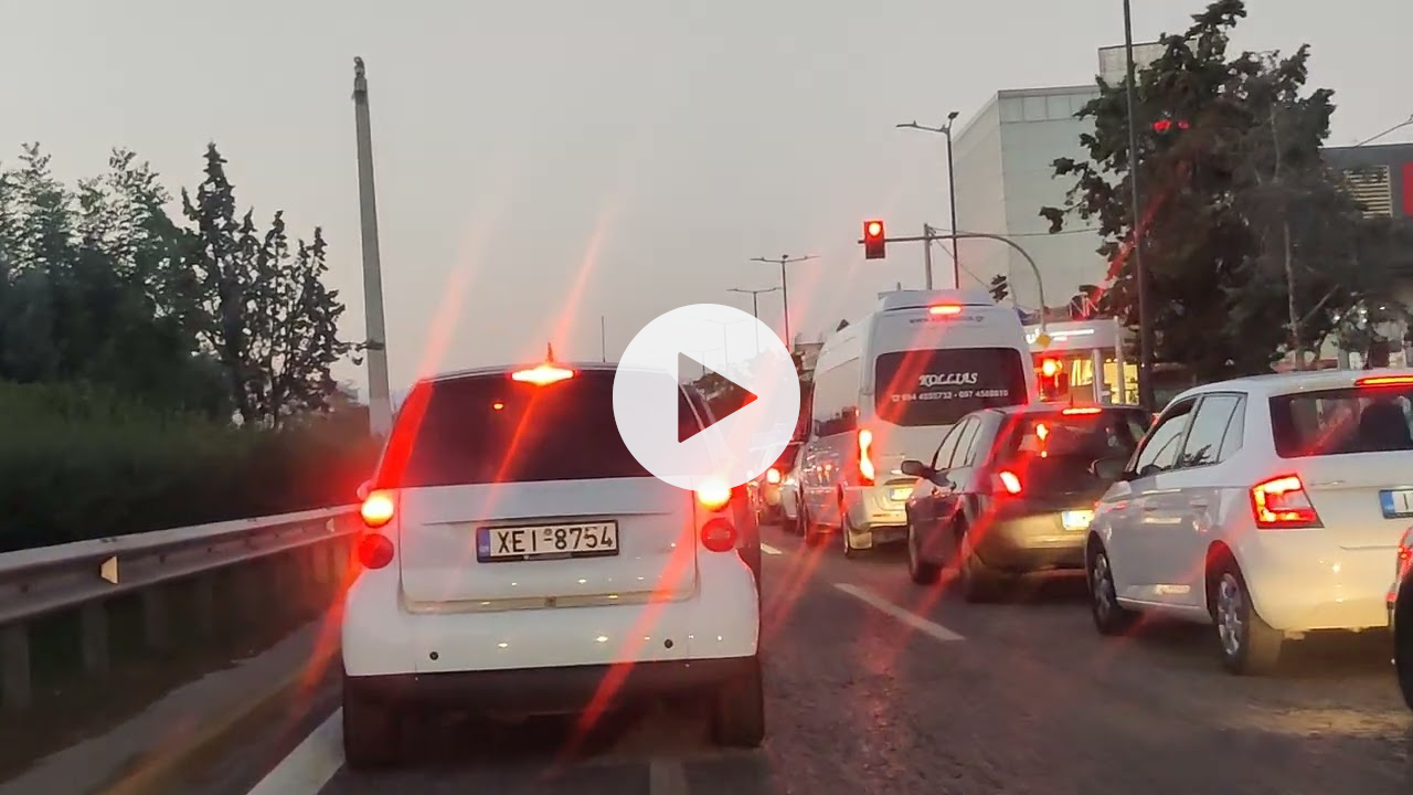 Sunset night time drive through Athens