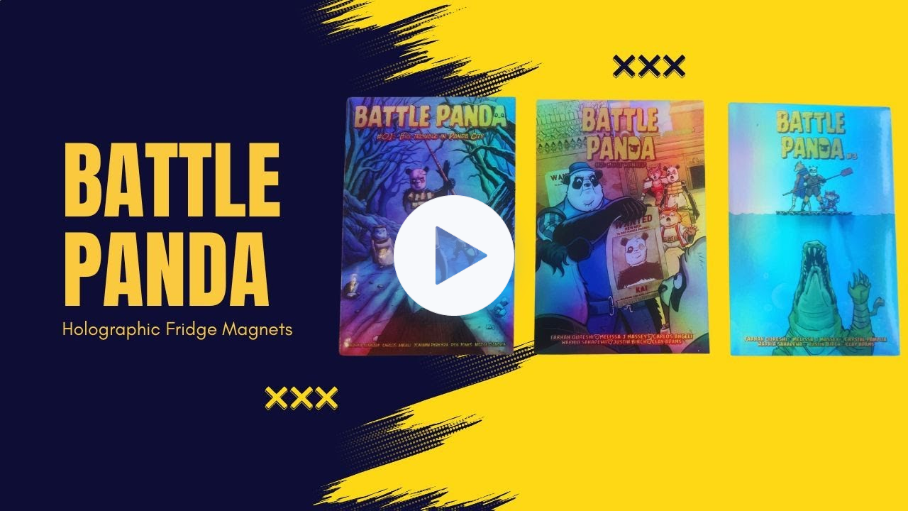 Battle Panda Holographic Fridge Magnets - unboxing video
