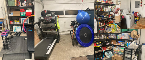garage set up as a gym