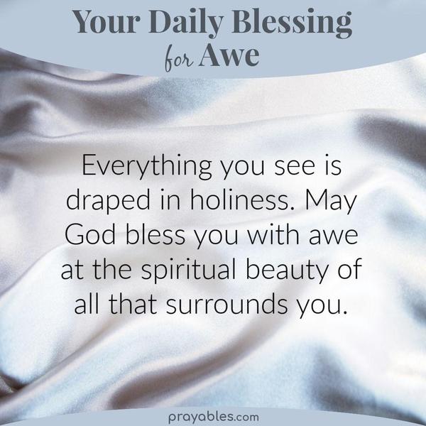 Everything you see is draped in holiness. May God bless you with awe at the spiritual beauty of all that surrounds you.