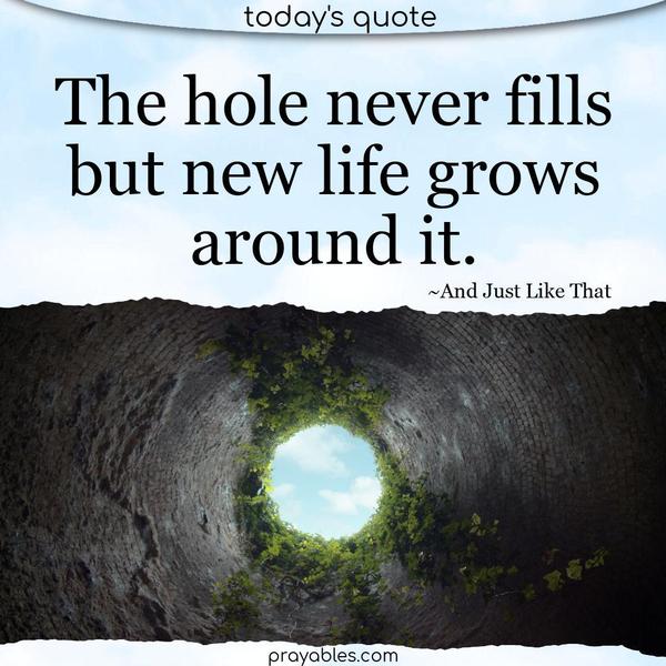 The hole never fills, but new life grows around it. "And Just Like That"