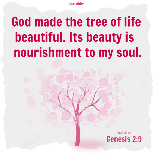 Genesis 2:9 (inspired) God made the tree of life beautiful. Its beauty is nourishment to my soul.