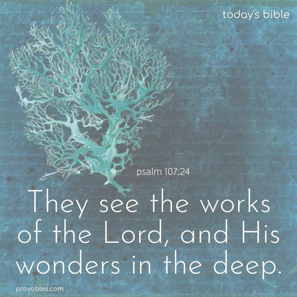 They see the works of the Lord, and His wonders in the deep. Psalm 107:24