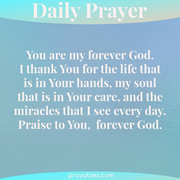 You are my forever God.  I thank You for the life that is in Your hands, my soul that is in Your care, and the miracles that I see every day.
Praise to You,  forever God.