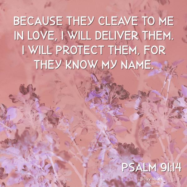 Psalm 91:14 Because they cleave to Me in love, I will deliver them. I will protect them, for they know My name. 