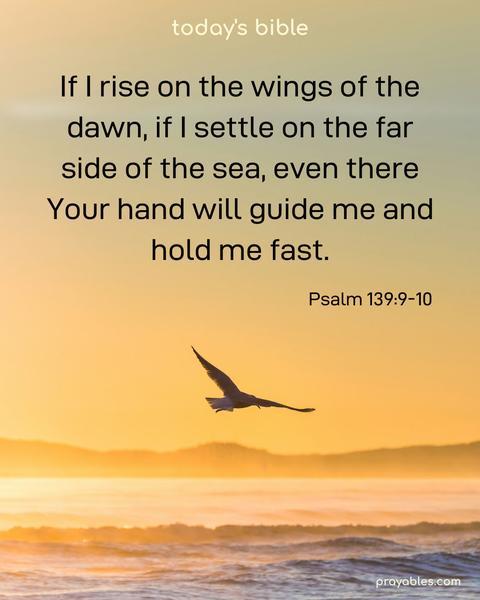 If I rise on the wings of the dawn, if I settle on the far side of the sea, even there Your hand will guide me and hold me fast. Psalms 139:9-10