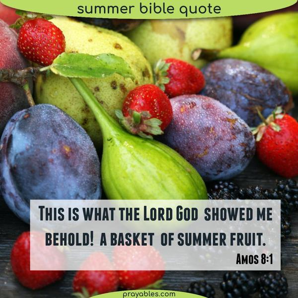 Amos 8:1 This is what the Lord God showed me, behold! A basket of summer fruit.