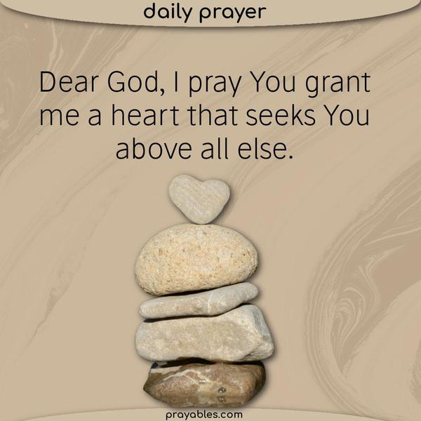Dear God, I pray You grant me a heart that seeks You above all else.