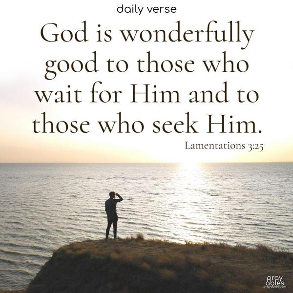 God is wonderfully good to those who wait for Him and to those who seek Him. Lamentations 3:25