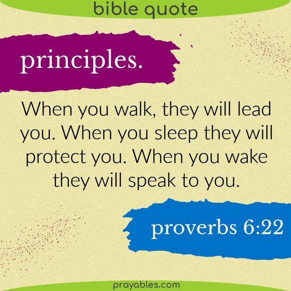 Proverbs 6:22 When you walk, they will lead you. When you sleep, they will protect you. When you wake, they will speak to you.