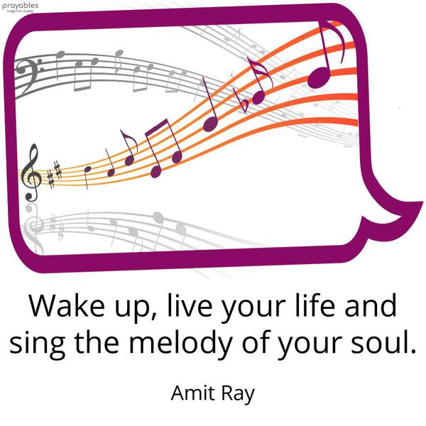 Wake up, live your life, and sing the melody of your soul. Amit Ray